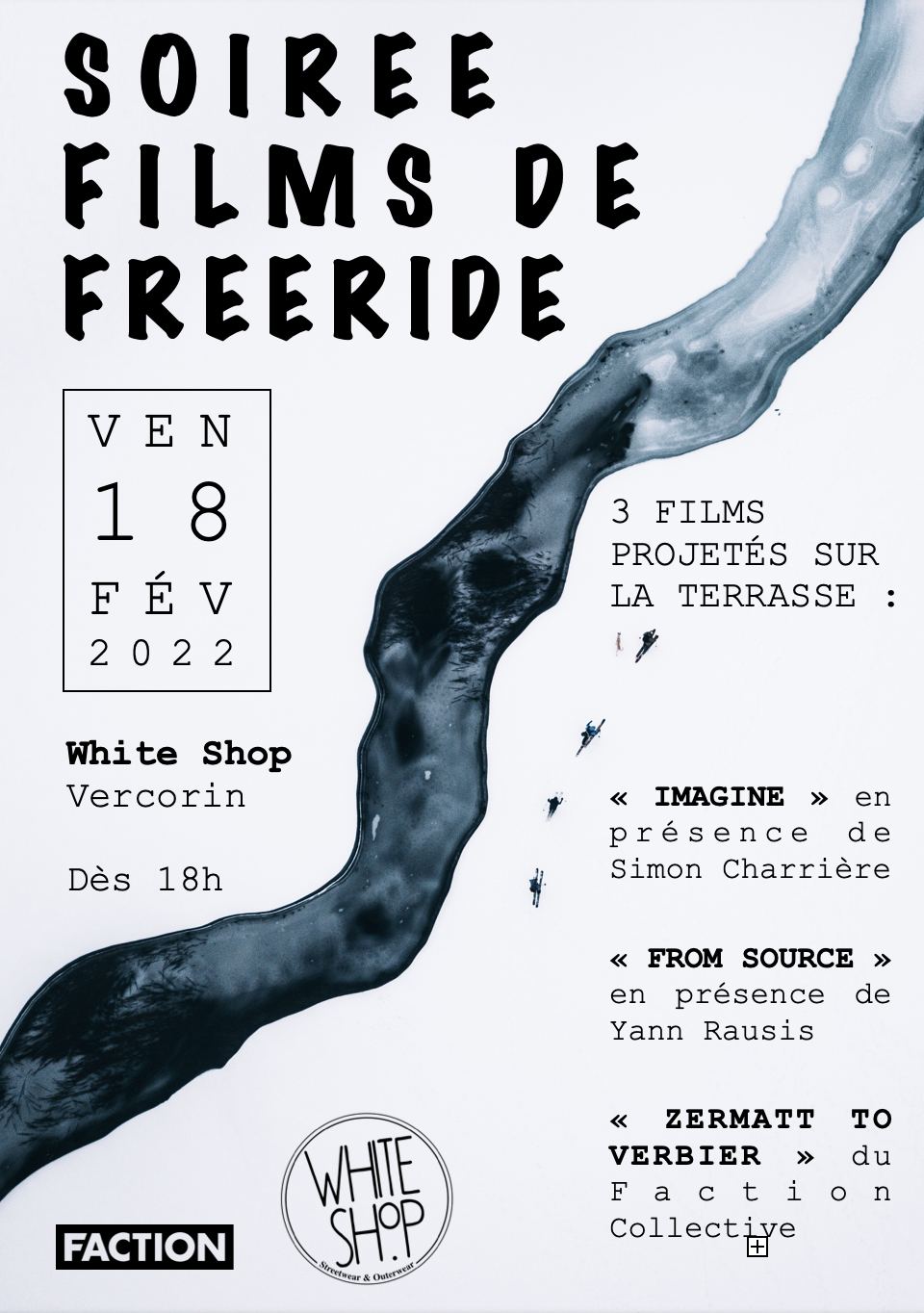 Affiche : soirée films de freeride sur la terrasse